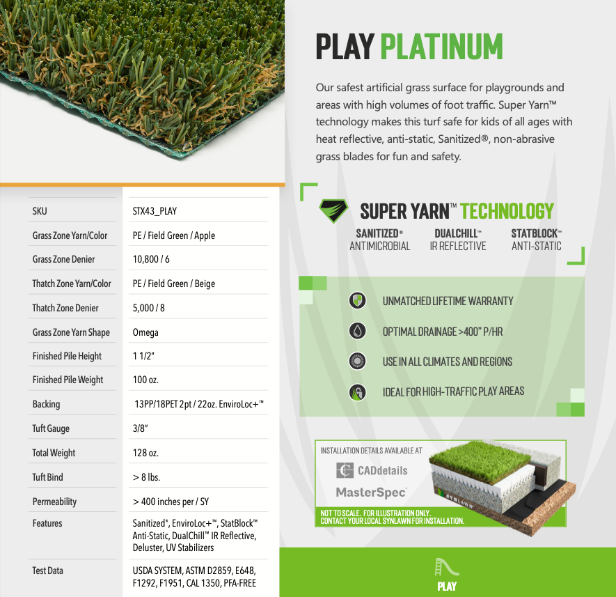 SYNLawn Play Platinum - New - Up to 29'
