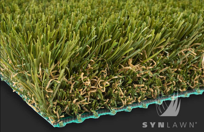 A section of green synthetic pet grass with visible fibers and drainage layer.